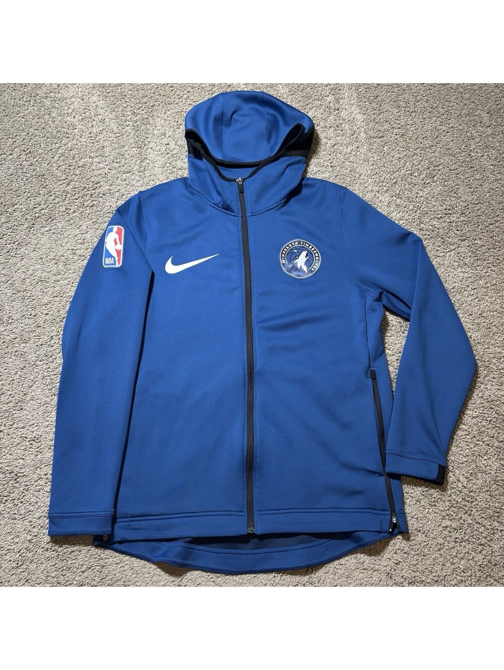 Nike Minnesota Timberwolves NBA Showtime Dri-FIT Full Zip Hoodie Blue Mens L